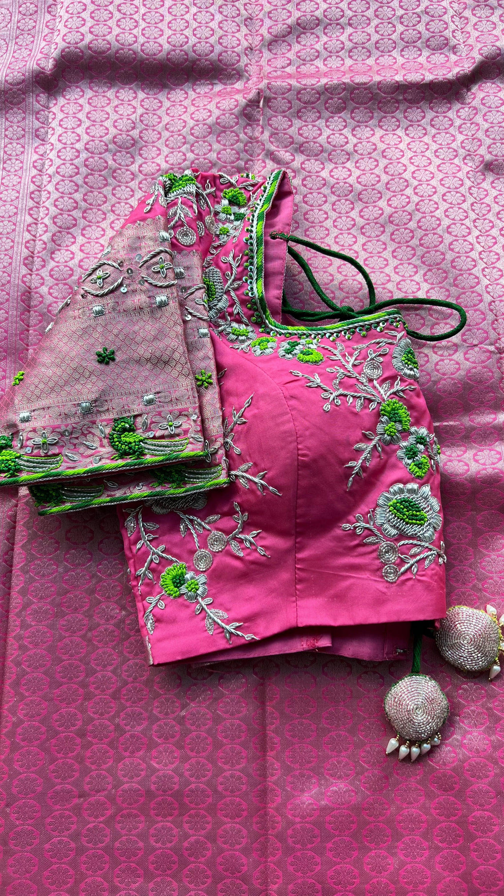 Silk blouse hand work design 1004