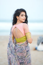 Pink & green hand worked blouse (only blouse)