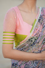 Pink & green hand worked blouse (only blouse)