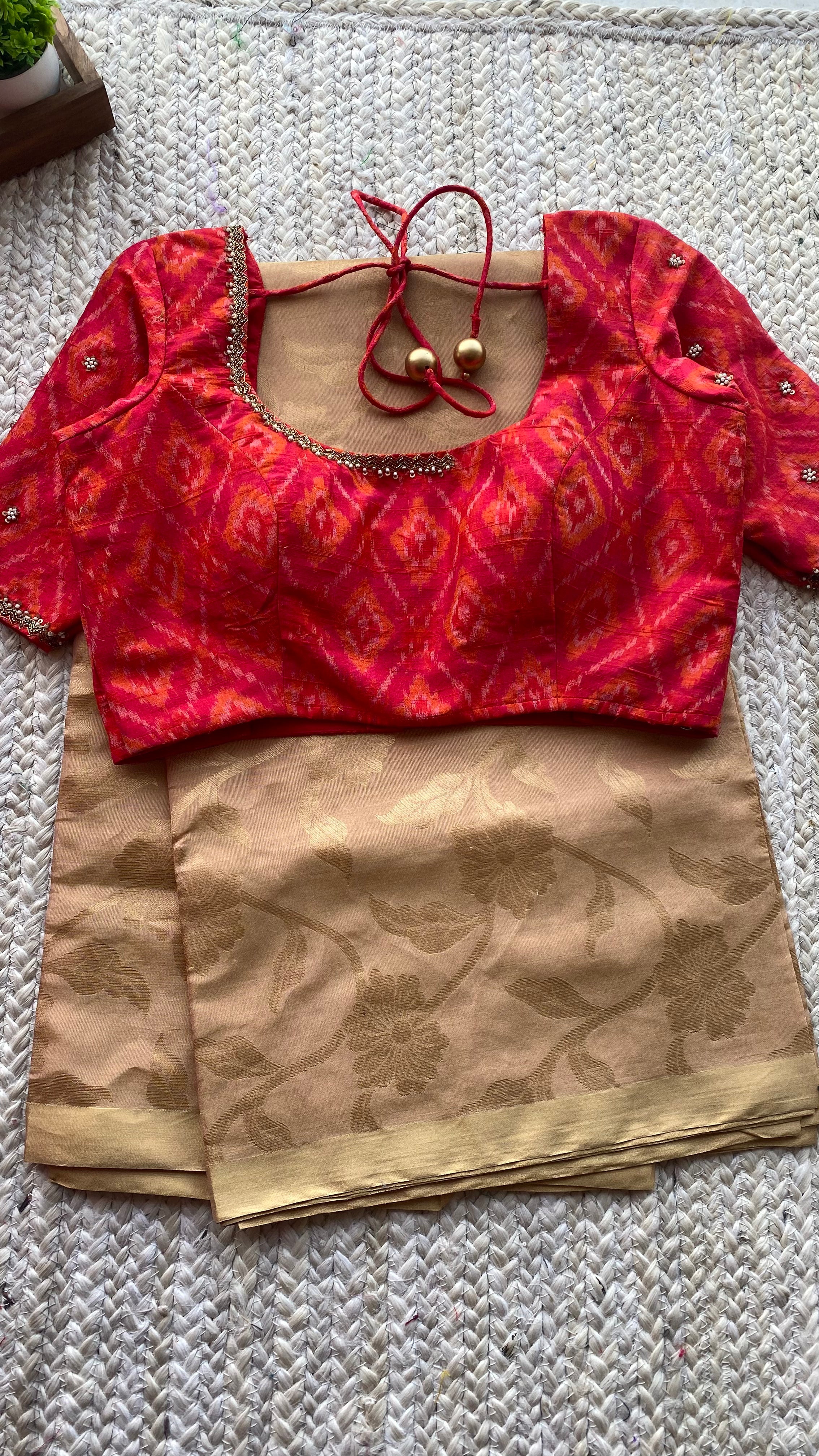 Silk blouse hand work design 1006