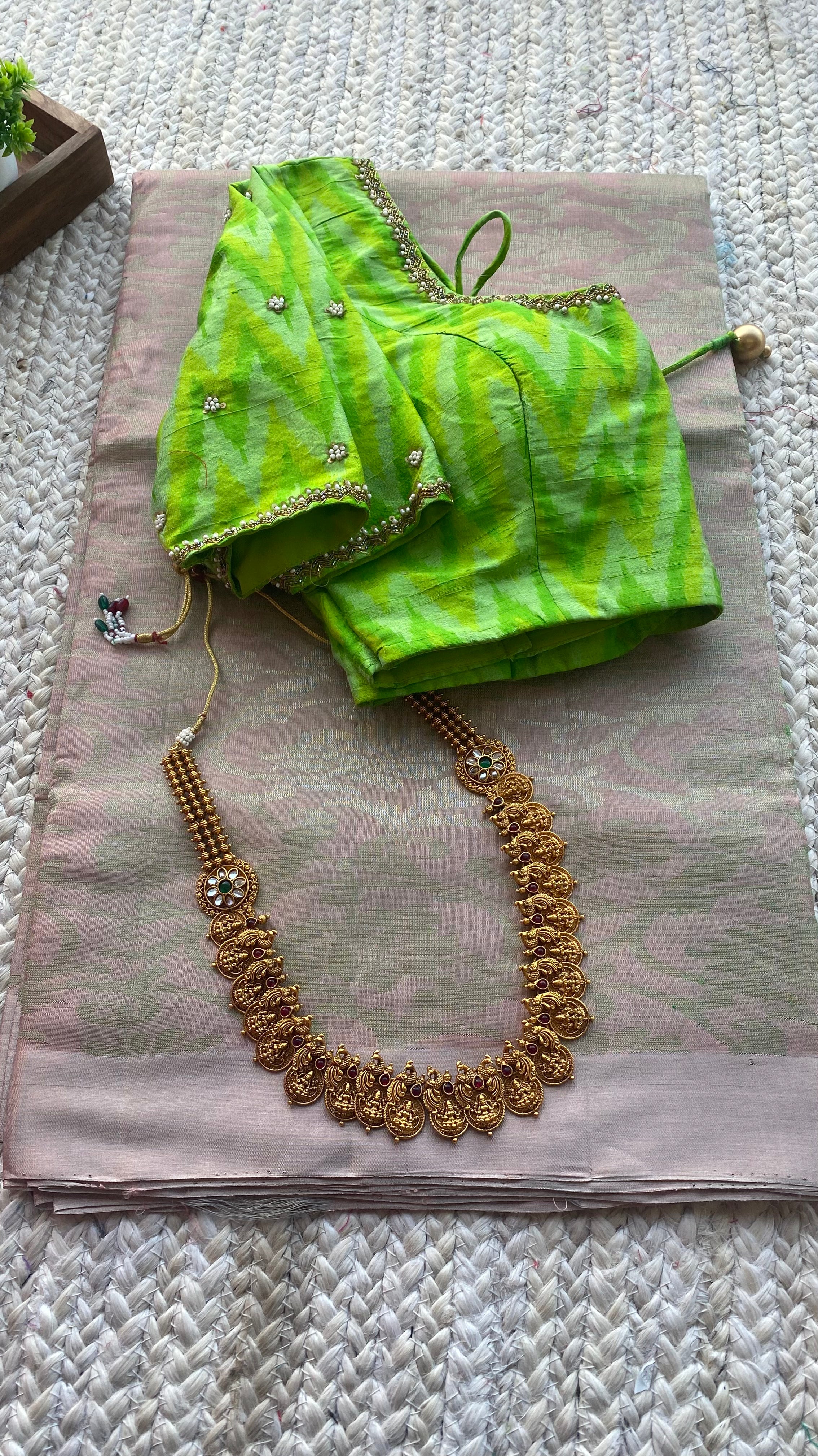 Silk blouse hand work design 1006
