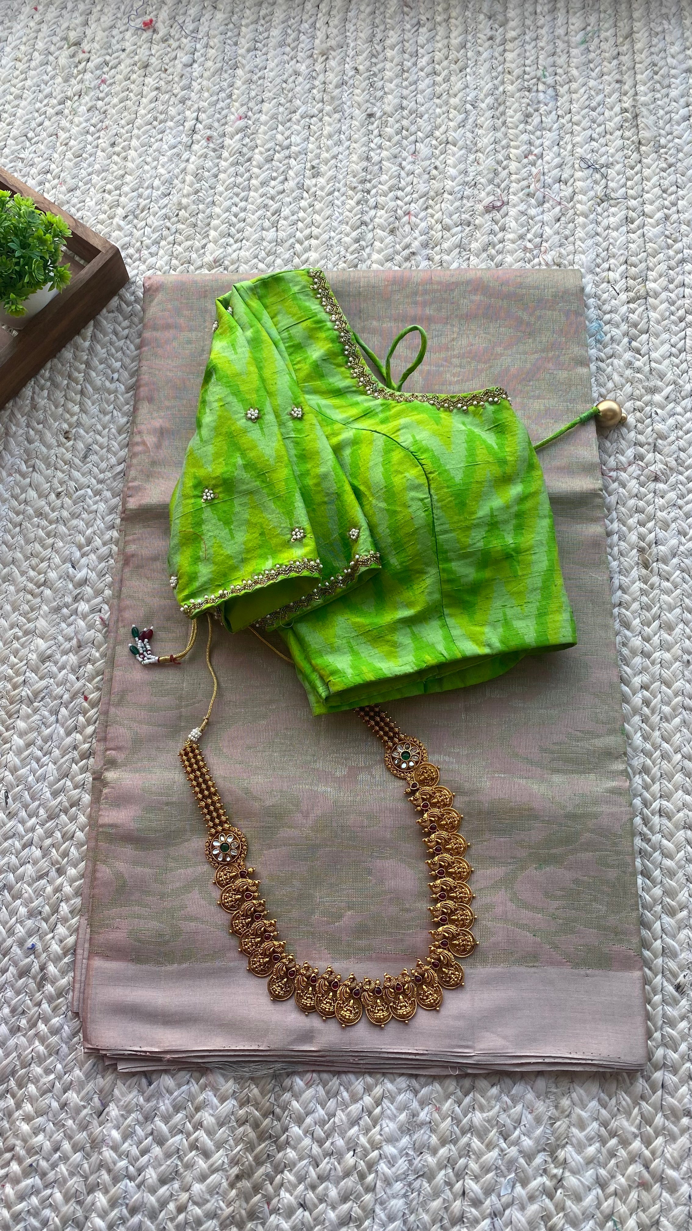 Silk blouse hand work design 1006