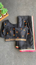 Black organza saree with black embroidery blouse