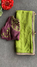 Brown silk JEWEL front hand work blouse (only blouse)