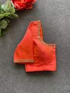 Orange silk heavy hand worked blouse