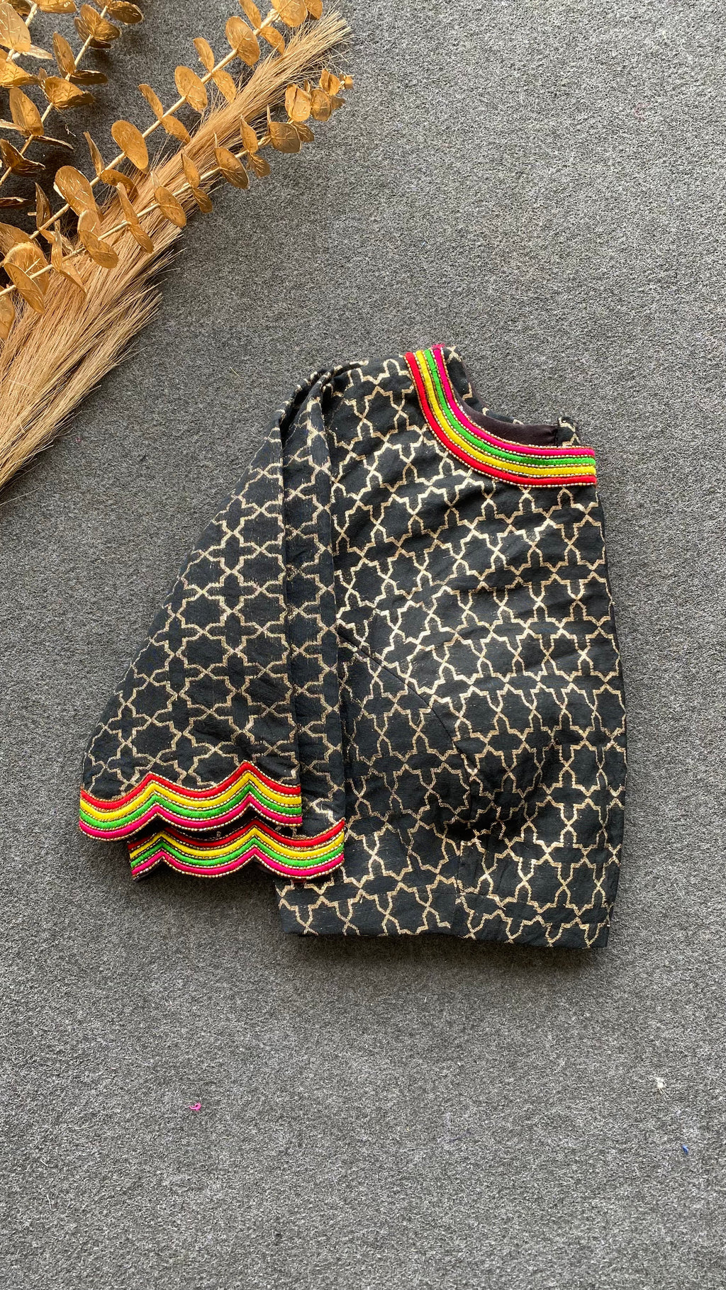 Black banarasi & embroidered blouse