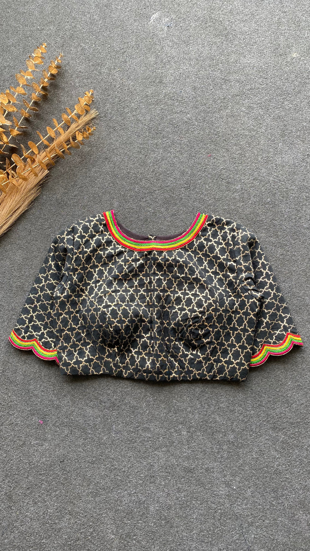 Black banarasi & embroidered blouse