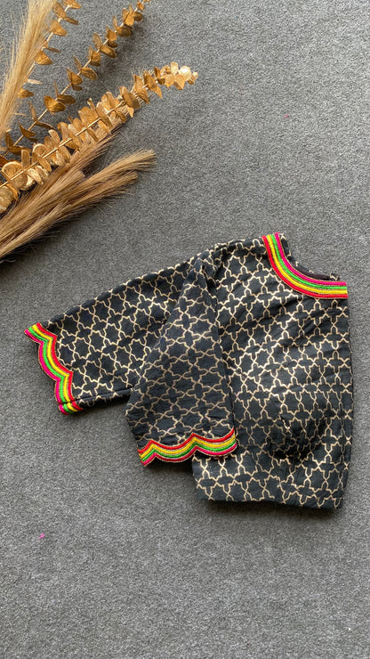 Black banarasi & embroidered blouse