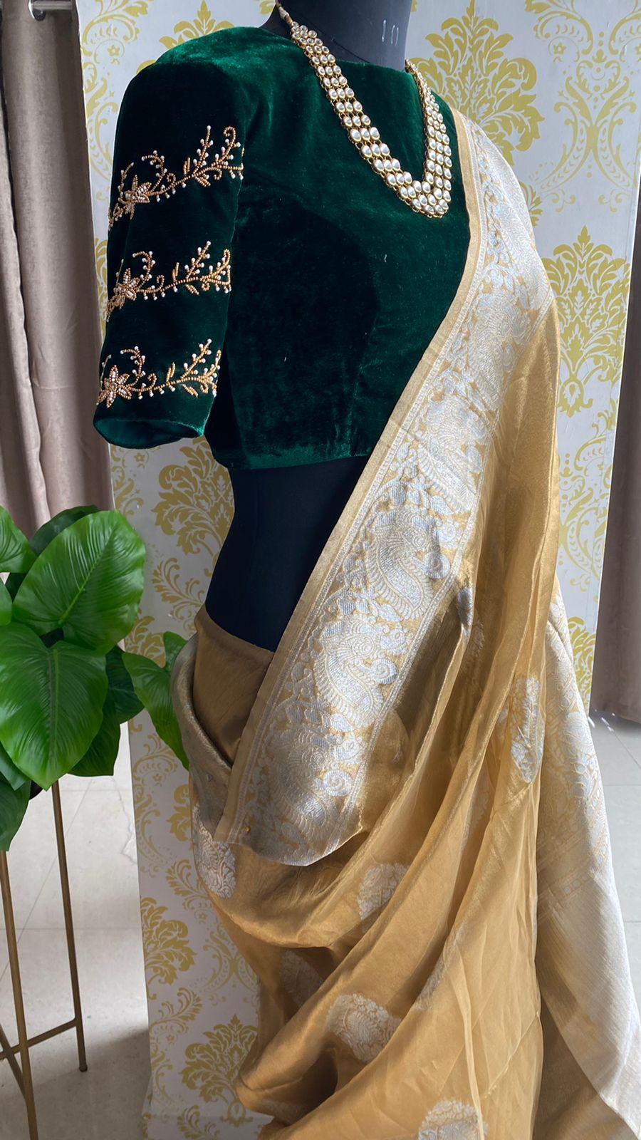 Silk blouse hand work design 1011