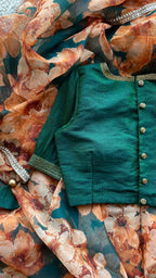 Bottle green handwork blouse ( only blouse )