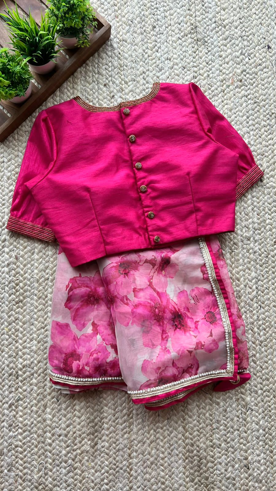 Pink silk hand worked blouse ( only blouse)