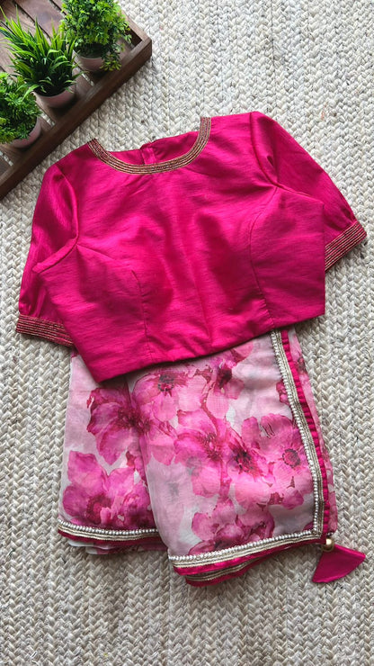 Pink silk hand worked blouse ( only blouse)