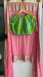 Lime green organza handwork blouse