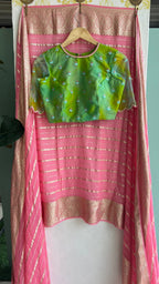 Lime green organza handwork blouse