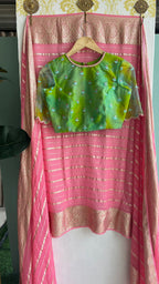 Lime green organza handwork blouse