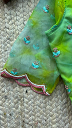 Lime green organza handwork blouse