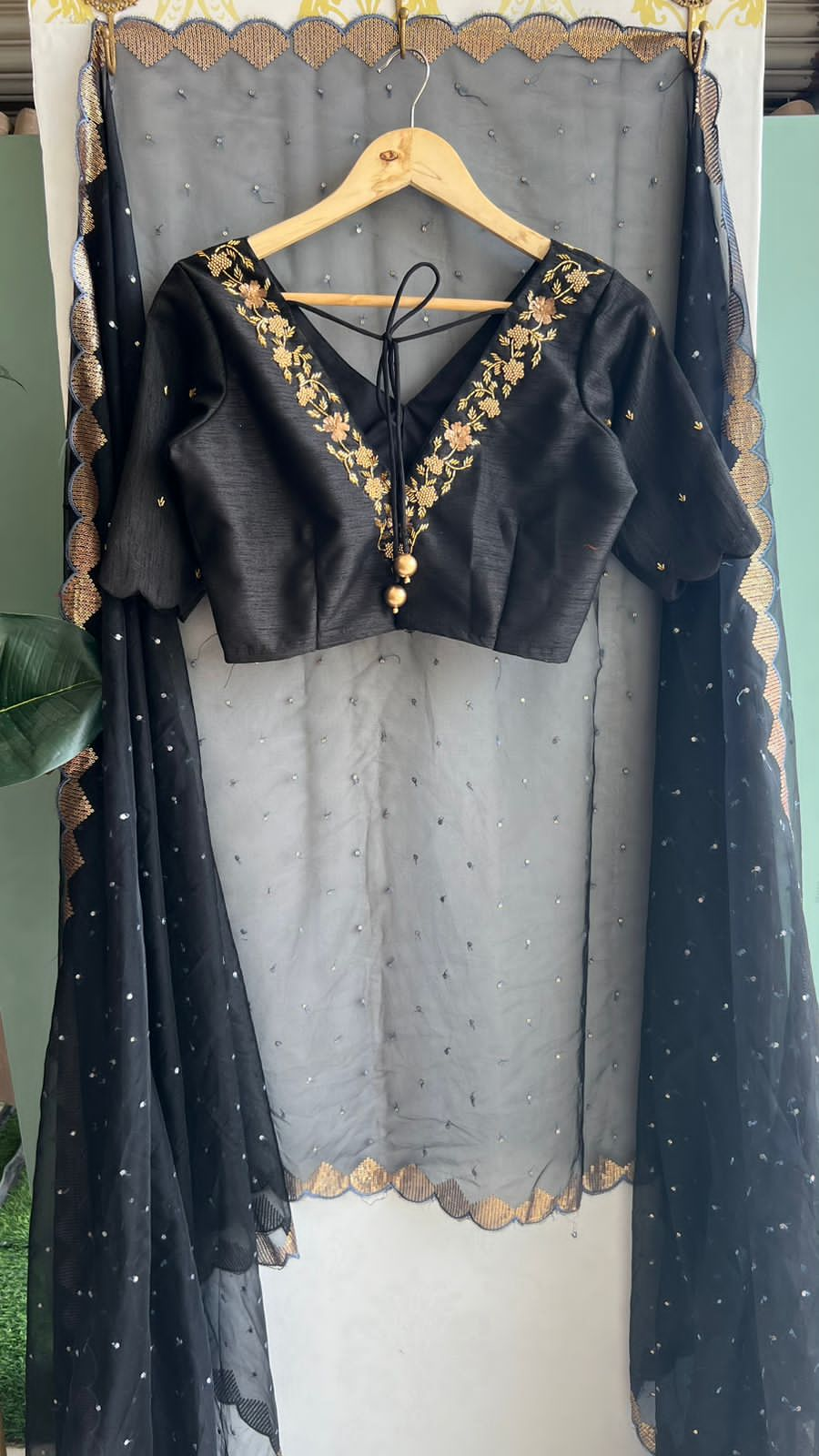 Black Organza Saree with Handmade Blouse