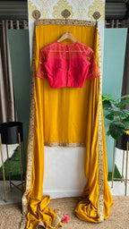 Pink silk netted bird handwork blouse (Only blouse )