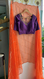 Purple silk heavy handwork blouse