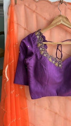 Purple silk heavy handwork blouse