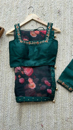 Bottle green heavy handwork blouse (only blouse)