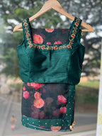Bottle green heavy handwork blouse (only blouse)