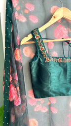 Bottle green heavy handwork blouse (only blouse)