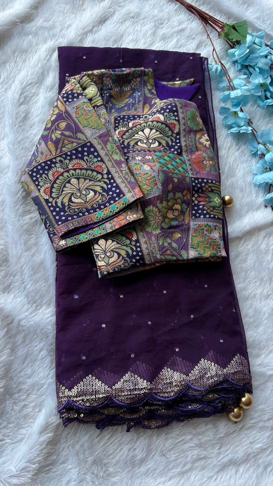 Deep purple banarasi work blouse (only blouse )