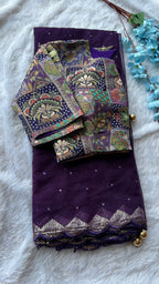 Deep purple banarasi work blouse (only blouse )