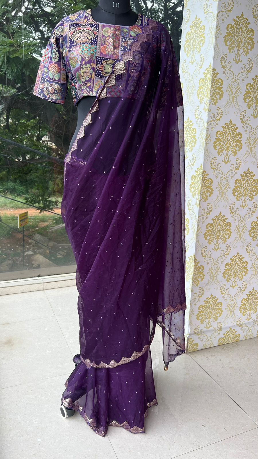 Deep purple banarasi work blouse (only blouse )