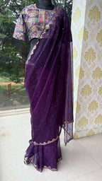 Deep purple banarasi work blouse (only blouse )