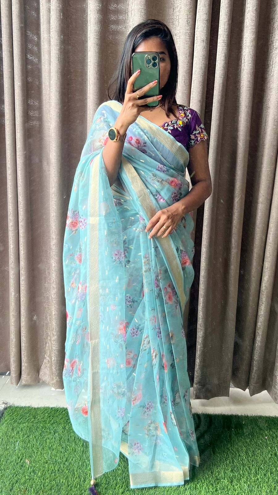 Buy Sky Blue Organza Saree for Women Online from India's Luxury Designers  2023