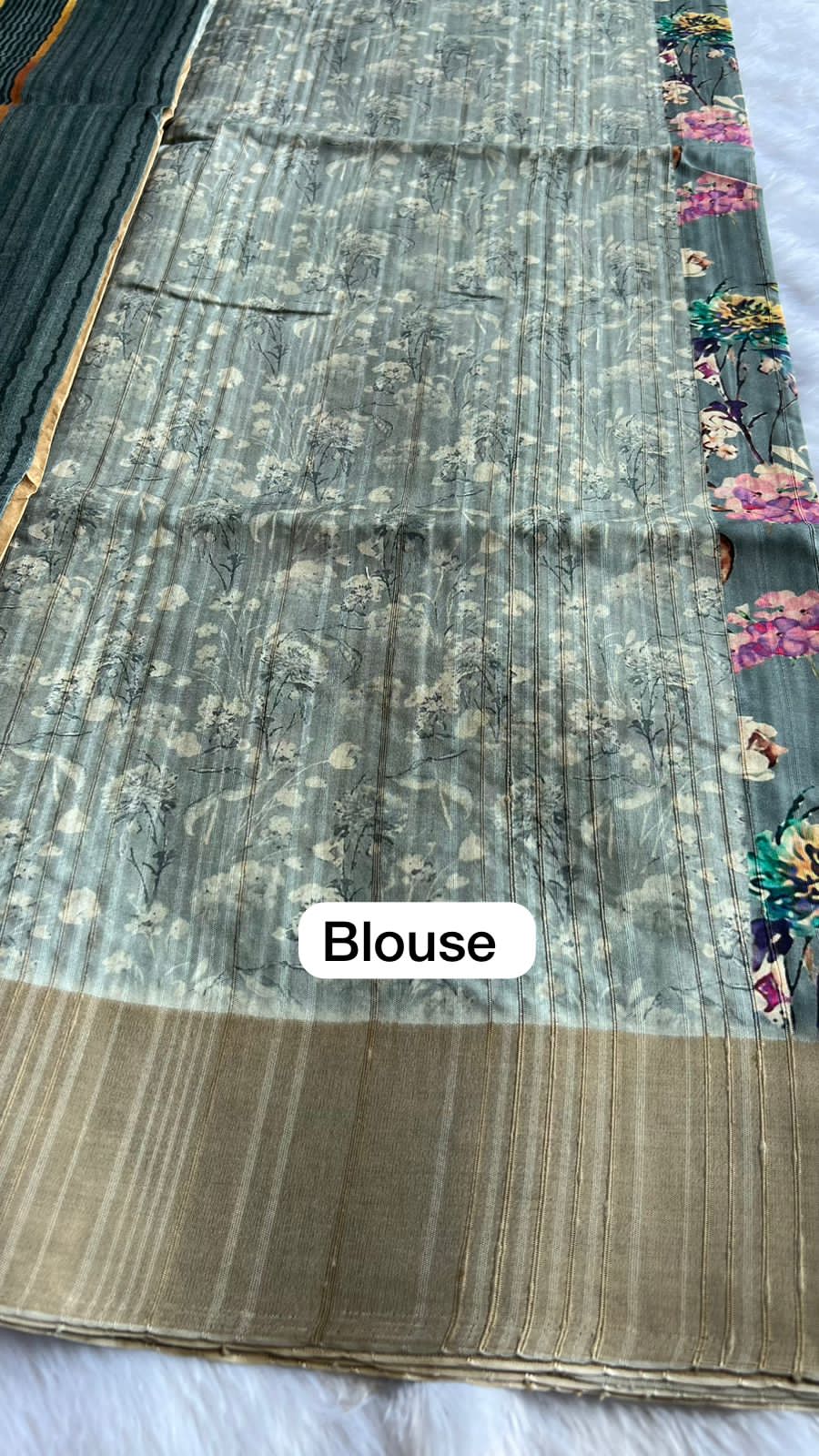 Green floral silk saree with blouse