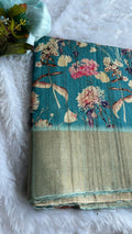 Blue floral silk saree with blouse