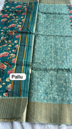 Blue floral silk saree with blouse