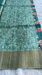 Blue floral silk saree with blouse
