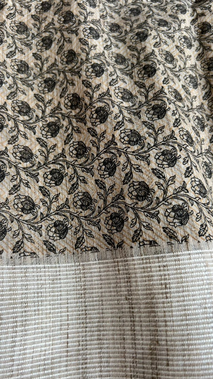 Black floral cotton saree with blouse