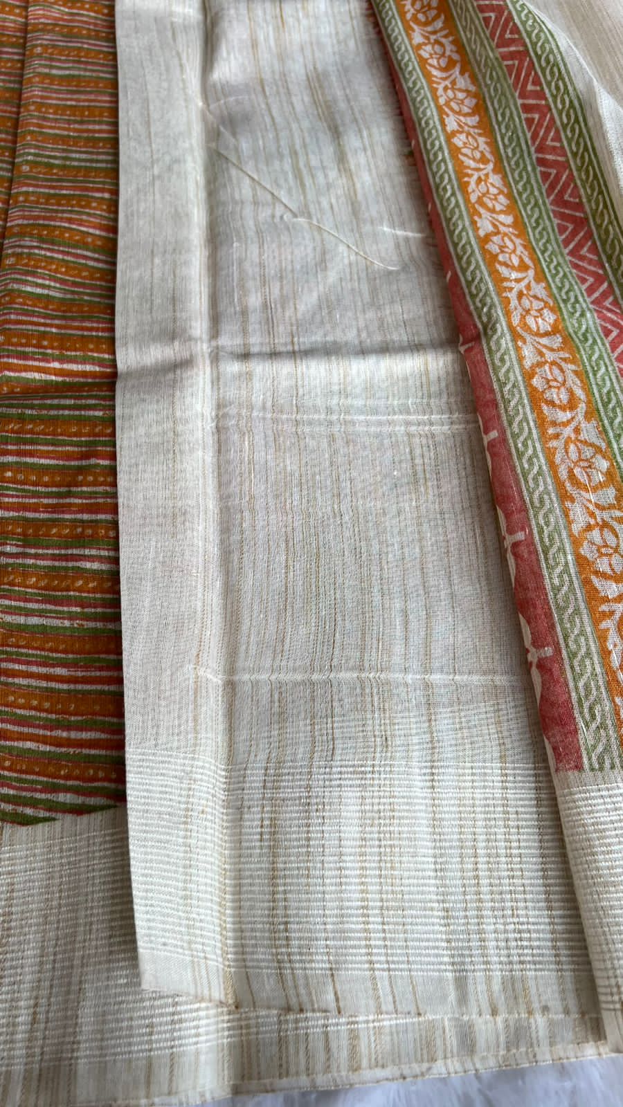 Mehandi & Fenu cotton saree with blouse