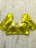 Lime green silk handwork blouse