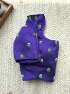 Blue purple silk thread handwork blouse