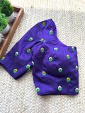 Blue purple silk thread handwork blouse