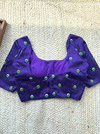 Blue purple silk thread handwork blouse