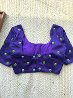 Blue purple silk thread handwork blouse