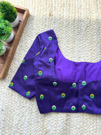 Blue purple silk thread handwork blouse