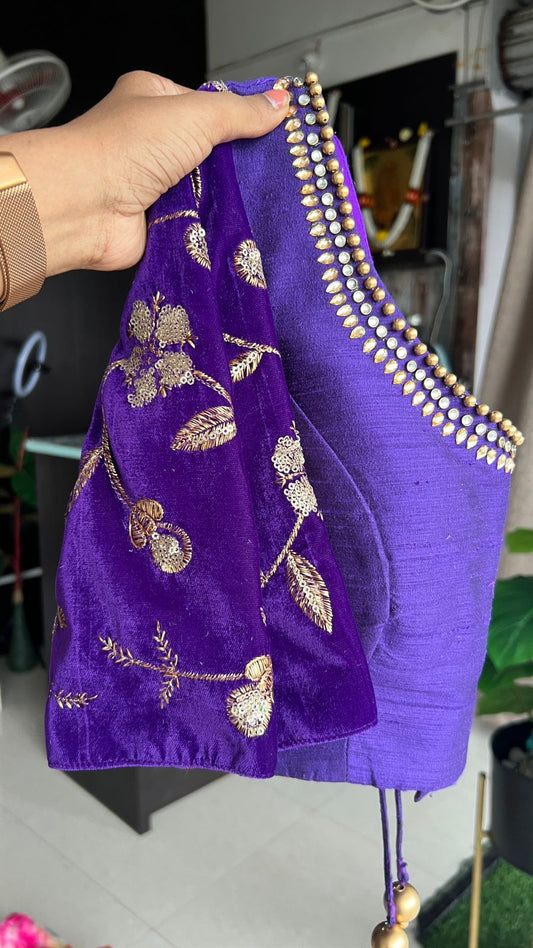 Deep purple embroidery blouse