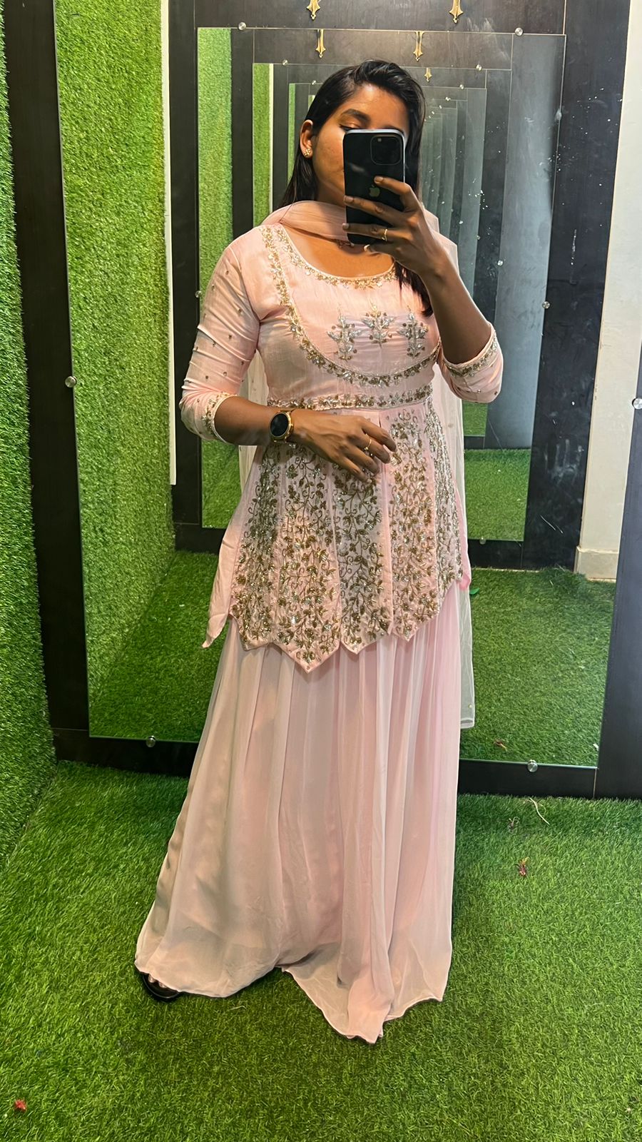 Powder Pink embroidered ethnic lehenga