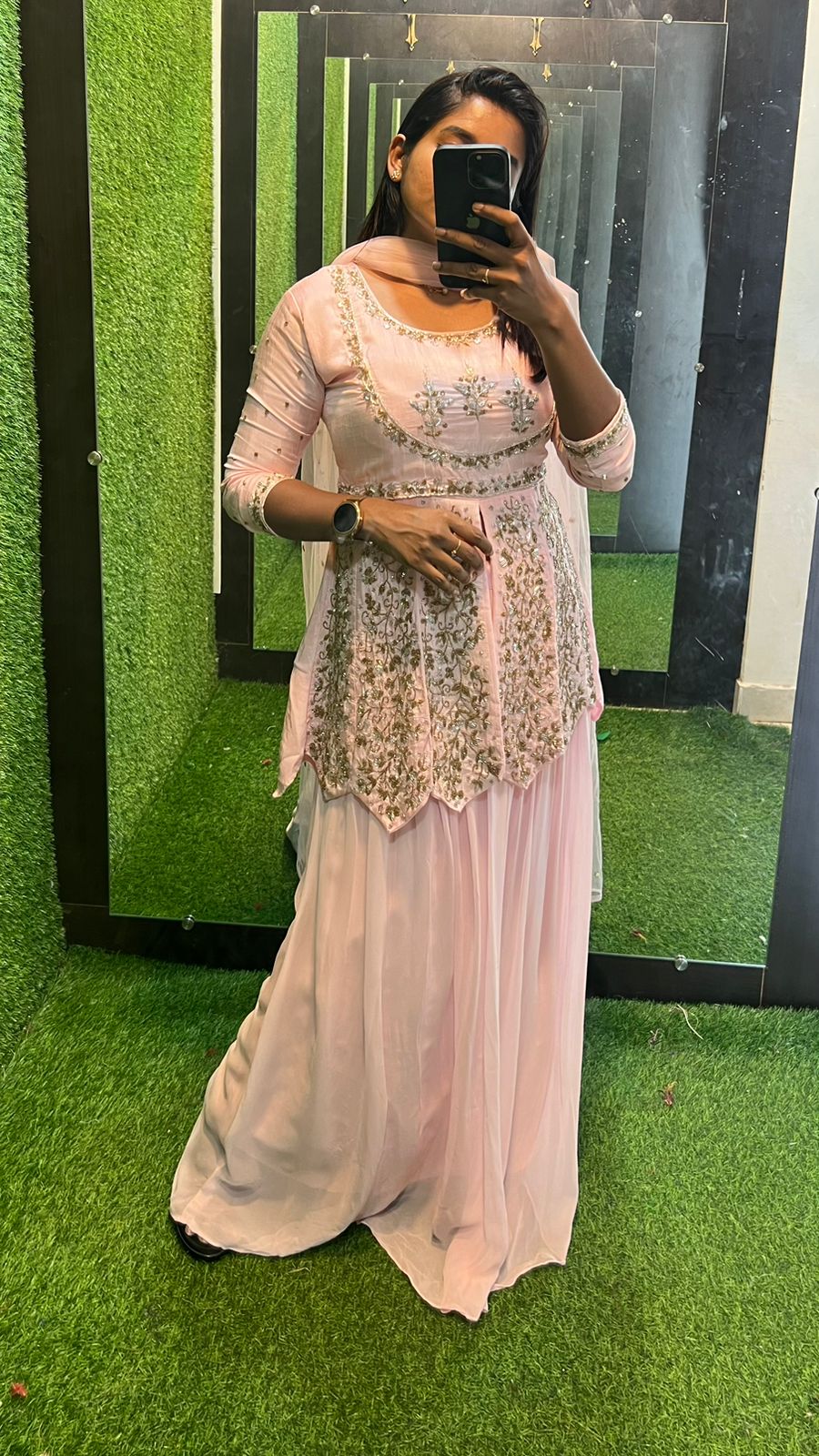 Powder Pink embroidered ethnic lehenga