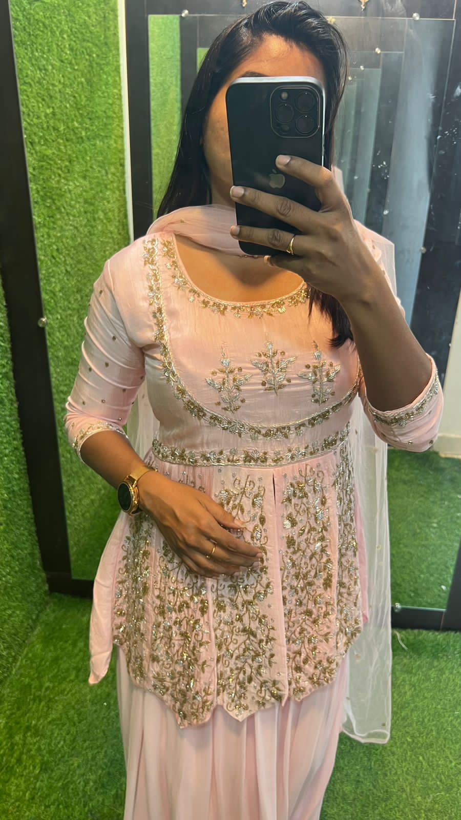 Powder Pink embroidered ethnic lehenga