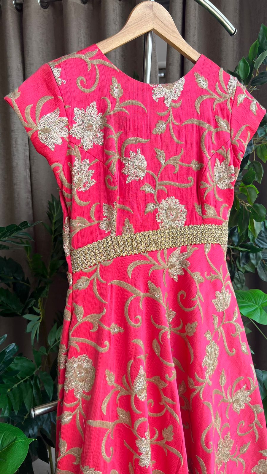 Baby pink silk embroidery gown
