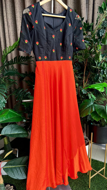 Black and red embroidery salwar suit